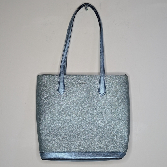 Kate Spade Light Blue Shimmery Glitter Tote Bag - Picture 1 of 11